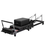 پیلاتس ریفورمر تاشو فلزی (Folding Reformer) | بدنه مشکی مات، همراه با باکس و جامپ‌بورد